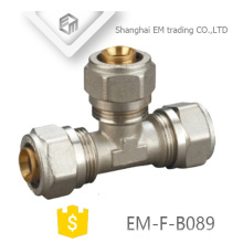 EM-F-B089 3-way compression brass Tee pipe fitting